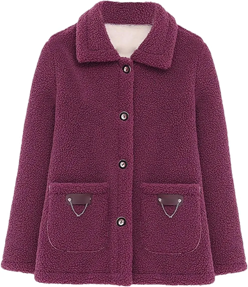 Middle-Aged Mothers Faux Lamb Wool Coat Autumn Winter omen Loose Cotton Padded Casual Warm Outerwear