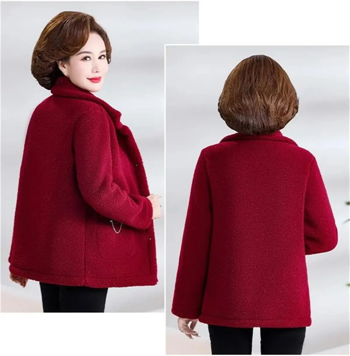 Middle-Aged Mothers Faux Lamb Wool Coat Autumn Winter omen Loose Cotton Padded Casual Warm Outerwear