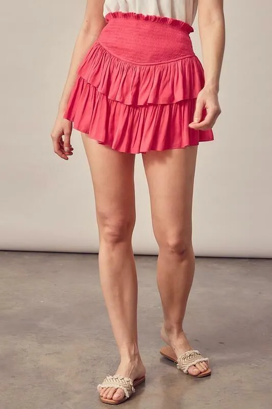 Monaco Hot Pink Ruffled Skirt