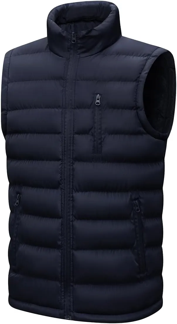 Msmsse Men's Winter Outerwear Vests Puffer Fleece Lined Quilted Vest Casual Sleeveless Jacket