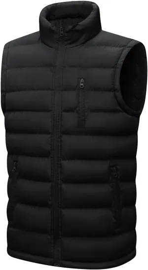 Msmsse Men's Winter Outerwear Vests Puffer Fleece Lined Quilted Vest Casual Sleeveless Jacket