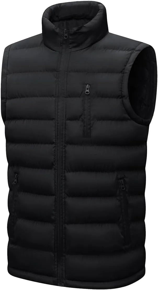 Msmsse Men's Winter Outerwear Vests Puffer Fleece Lined Quilted Vest Casual Sleeveless Jacket