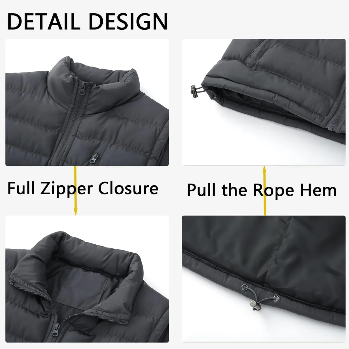 Msmsse Men's Winter Outerwear Vests Puffer Fleece Lined Quilted Vest Casual Sleeveless Jacket