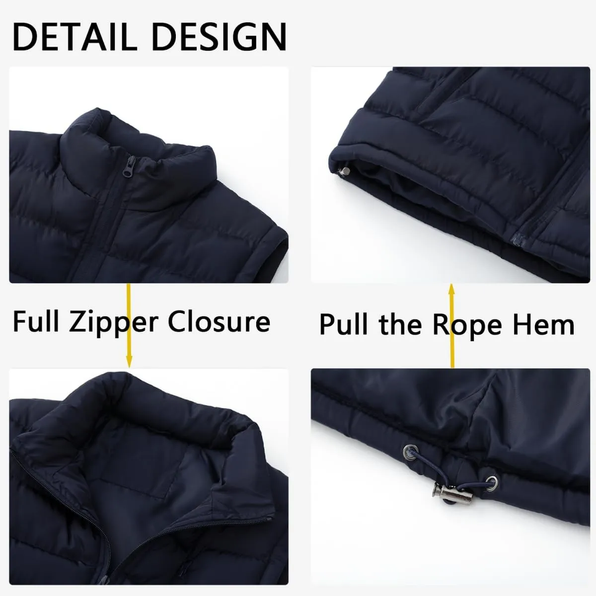 Msmsse Men's Winter Outerwear Vests Puffer Fleece Lined Quilted Vest Casual Sleeveless Jacket