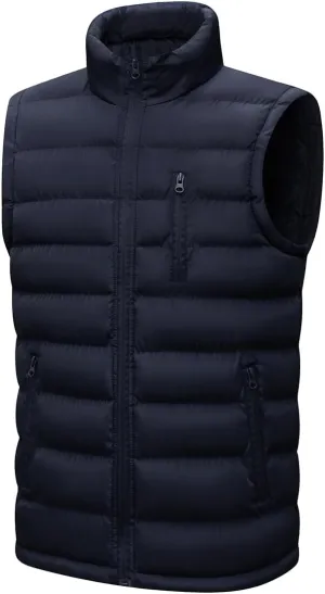 Msmsse Men's Winter Outerwear Vests Puffer Fleece Lined Quilted Vest Casual Sleeveless Jacket