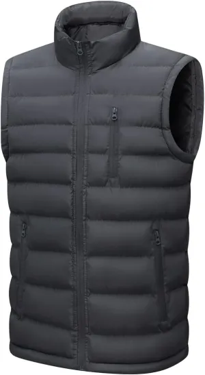 Msmsse Men's Winter Outerwear Vests Puffer Fleece Lined Quilted Vest Casual Sleeveless Jacket