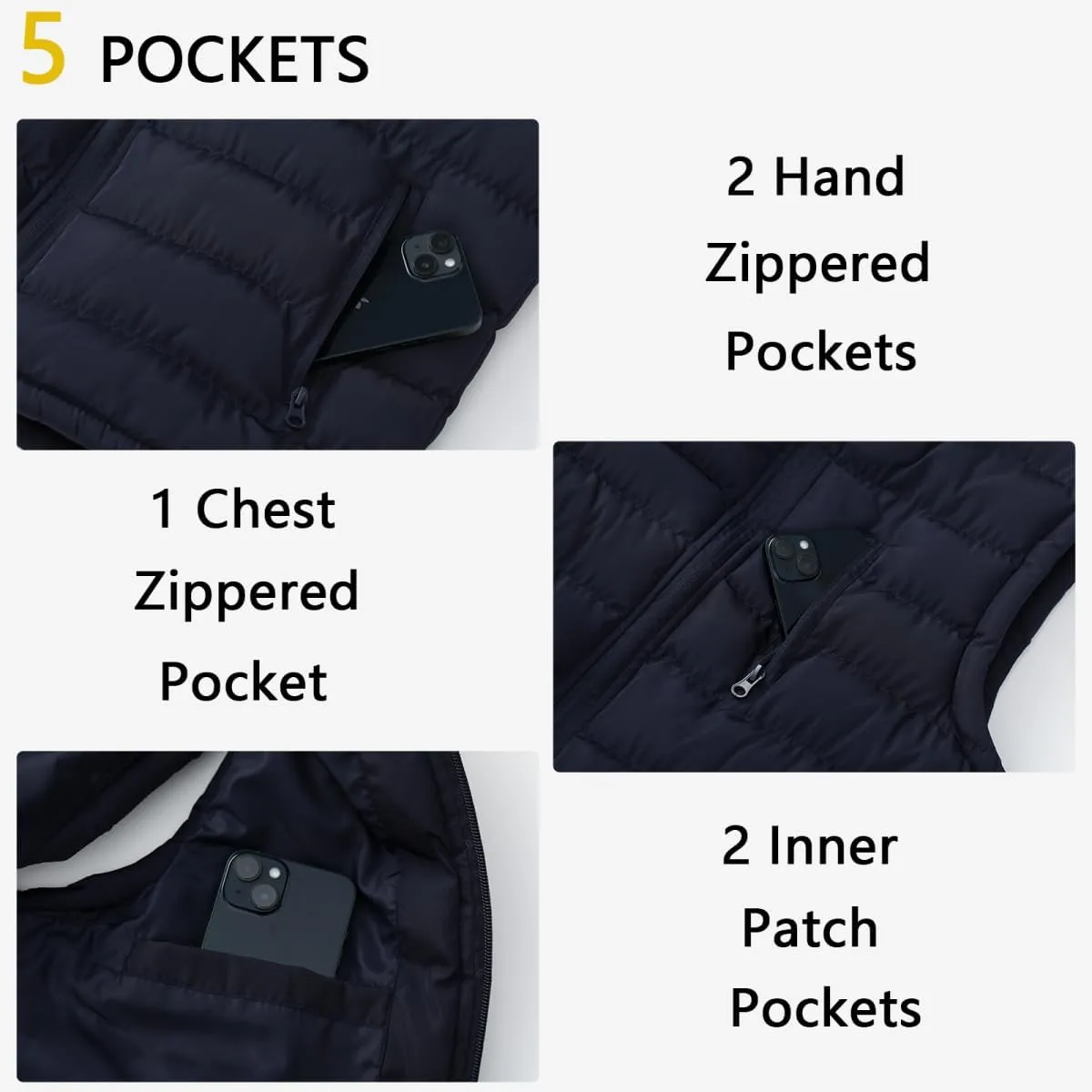 Msmsse Men's Winter Outerwear Vests Puffer Fleece Lined Quilted Vest Casual Sleeveless Jacket
