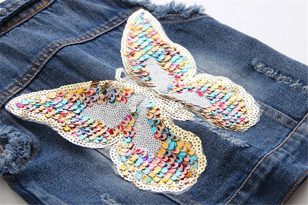 Mud Kingdom Denim Vest for Little Girls Button-Down Sleeveless Outerwear Lapel Retro Ripped