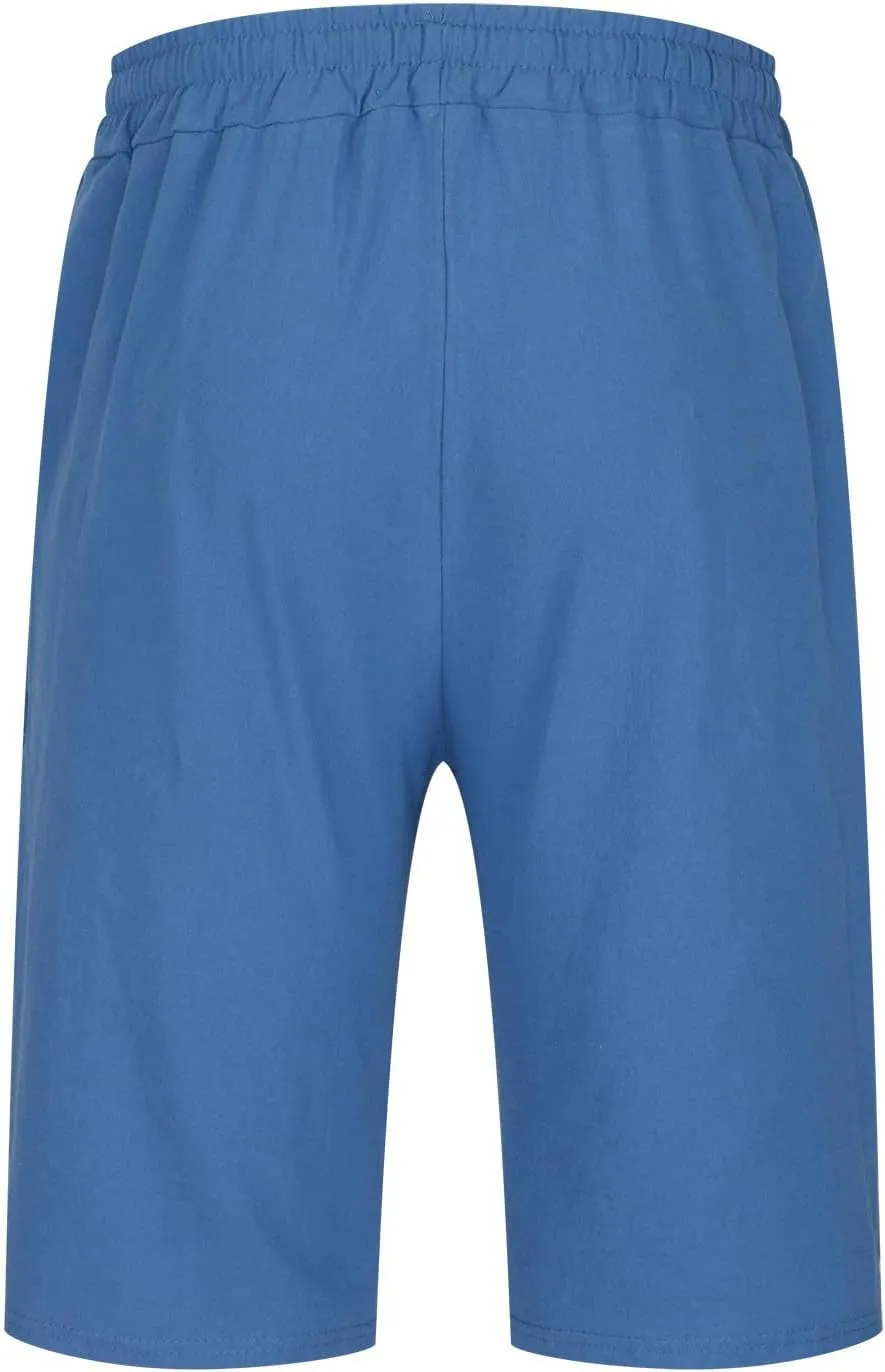 Muscularfit Mens Casual Shorts 11 Inch Inseam Cotton Linen Shorts Drawstring Elastic Waist Shorts Summer Fashion Beach Shorts
