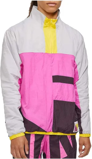 Nike Men's Flight Colorblock Lightweight Basketball Jacket (Grey/Fuchsia, Small)