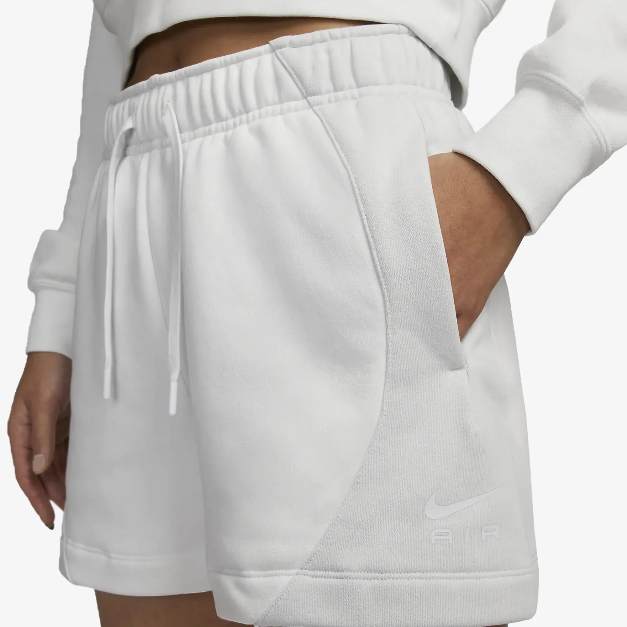 Nike | WMN'S MID-RISE FLEECE SHORTS { SUMMIT WHITE/PHOTON DUST/SUMMIT WHITE