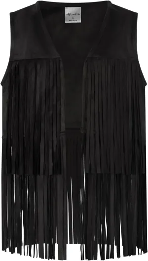 Noomelfish Girls Suede Fringe Vest Sleeveless Boho Tassels Jacket Cardigan (5-12 Years)