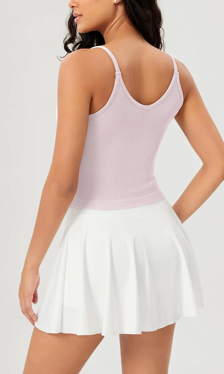 ODODOS V Neck Seamless Crop Tank for Women Ribbed Knit Soft Cropped Camisole Tops