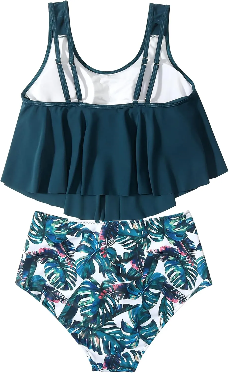 OMKAGI Women's Ruffle Bikini Swimsuit High Waisted Bottom Plus Size Swimwear Tankini