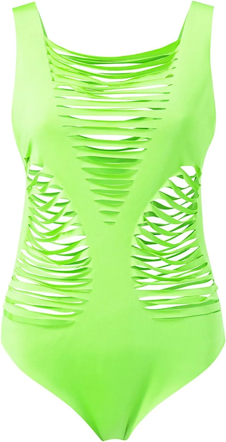 One Piece Swimsuits for Women's Monokini Bathing Suit Sexy Summer Cut Out Sleeveless Bodycon Party Bodysuits Clubwear
