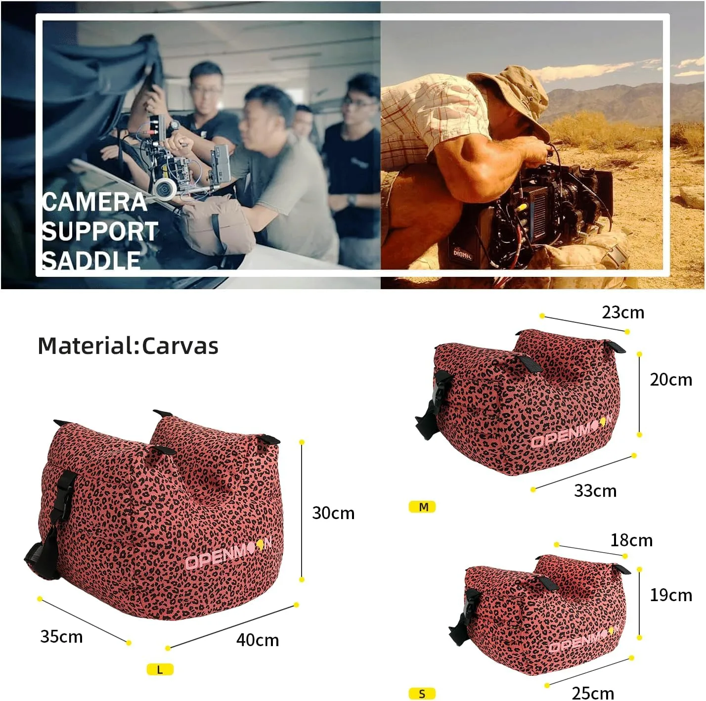 OPENMOON Camera Support Saddle Saddlebags Heavy-Duty Water-Resistant Canvas (Pink Leopard, L)