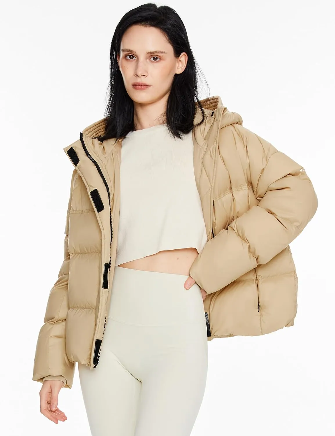 Orolay Women's Cropped Puffer Jacket Lightweight Winter Water-Resistant Down Coat with Hood