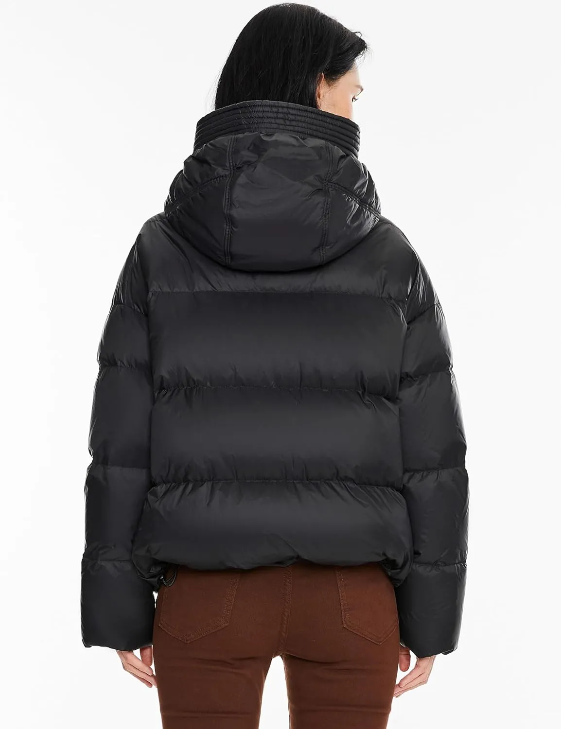 Orolay Women's Cropped Puffer Jacket Lightweight Winter Water-Resistant Down Coat with Hood