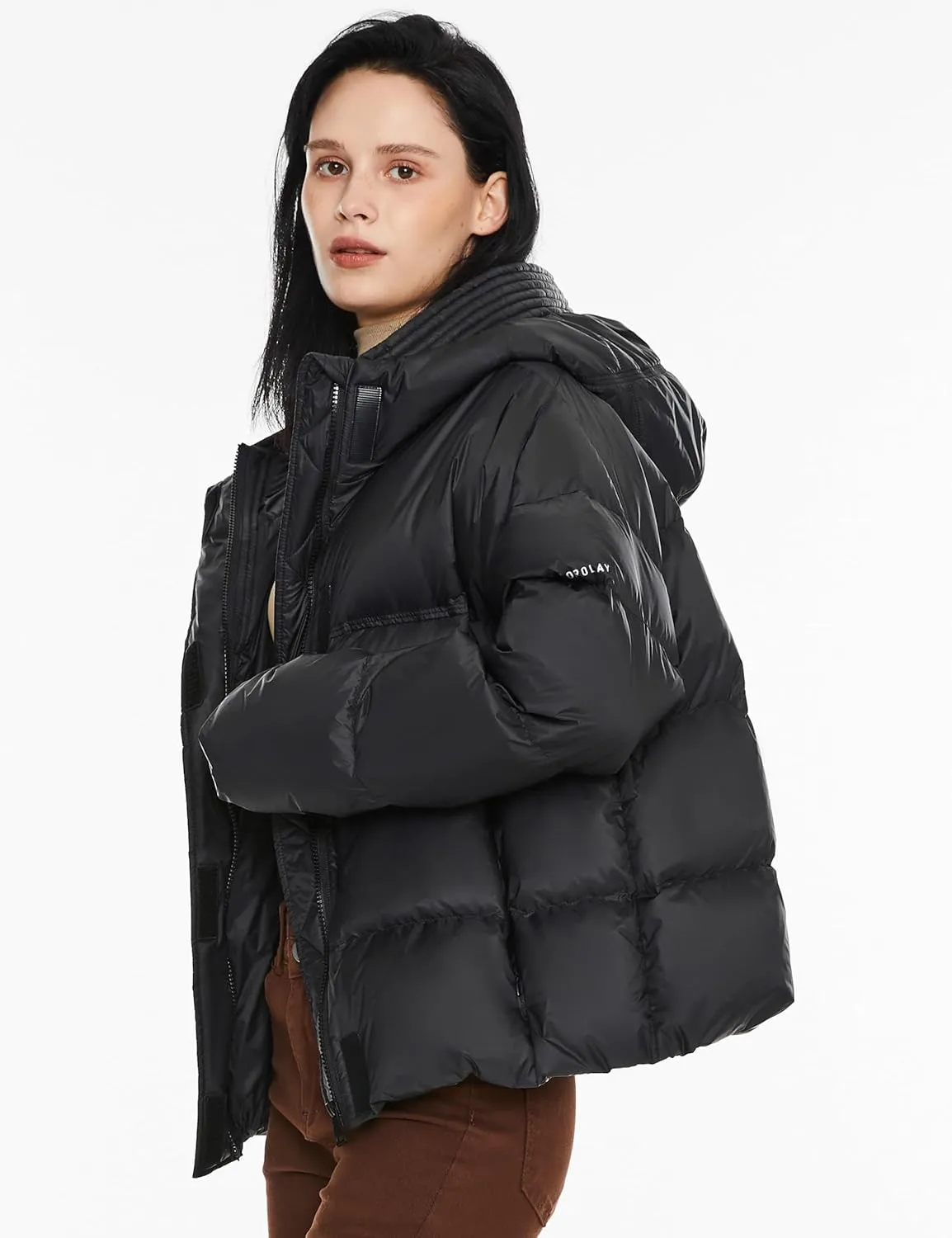 Orolay Women's Cropped Puffer Jacket Lightweight Winter Water-Resistant Down Coat with Hood