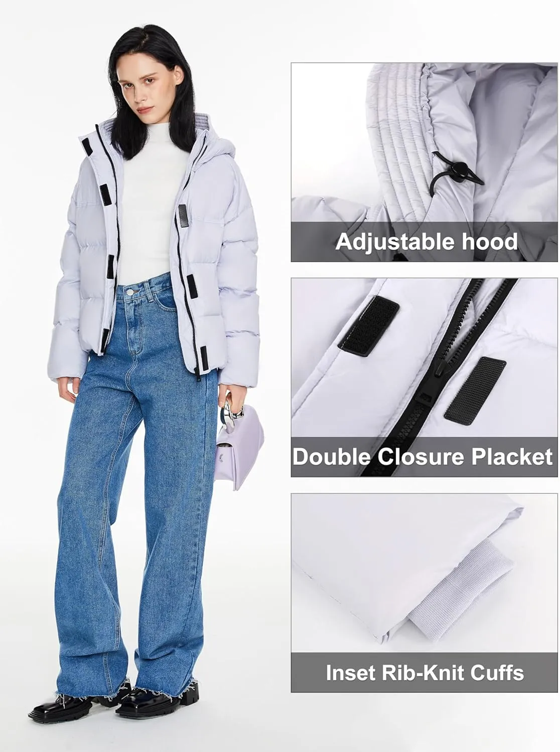 Orolay Women's Cropped Puffer Jacket Lightweight Winter Water-Resistant Down Coat with Hood