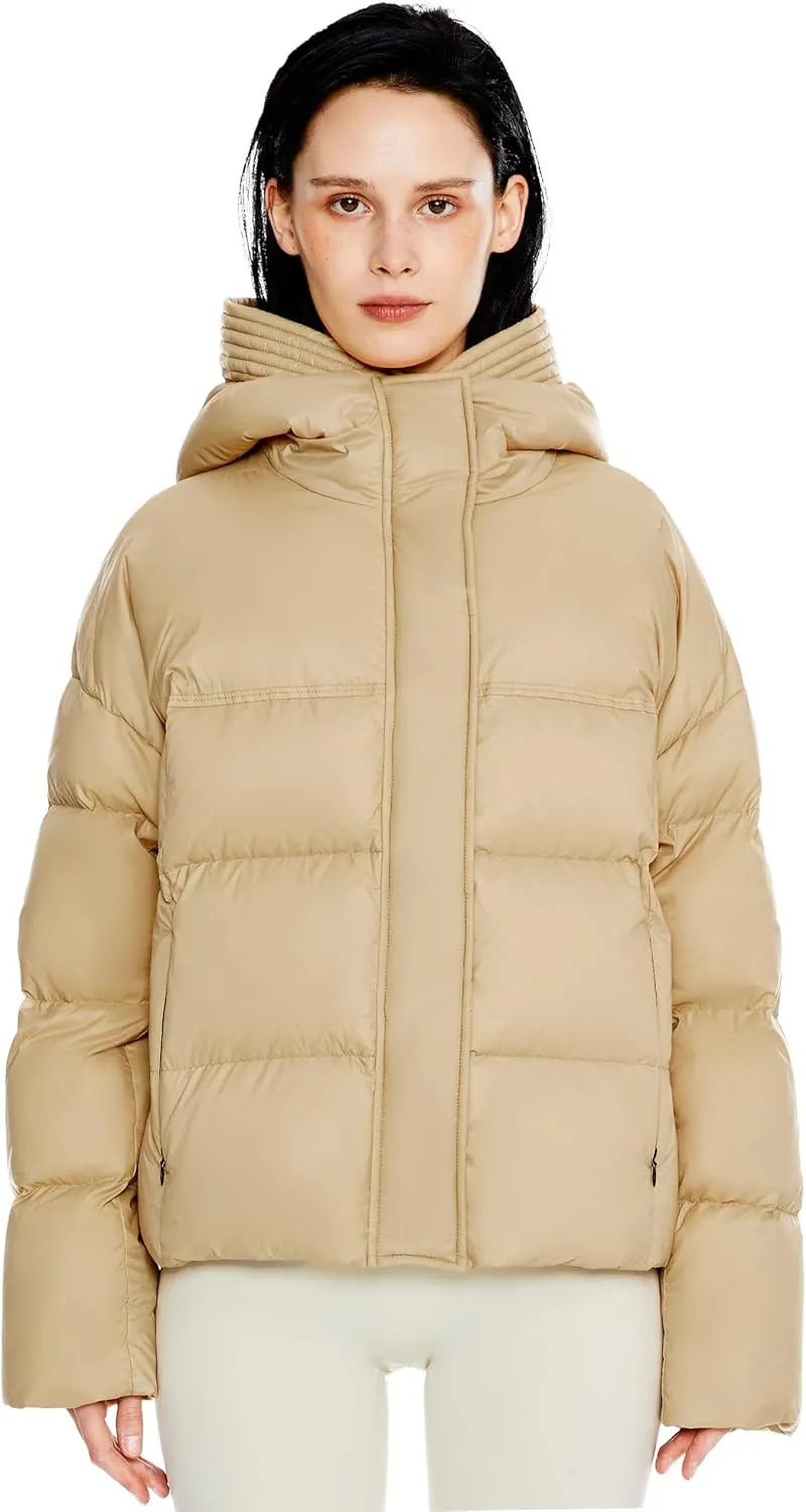 Orolay Women's Cropped Puffer Jacket Lightweight Winter Water-Resistant Down Coat with Hood