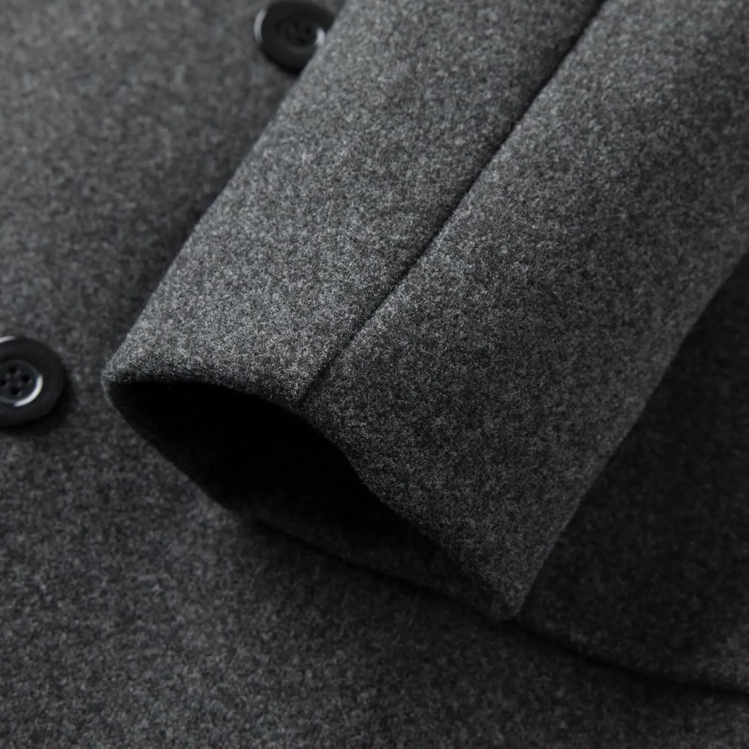 Overcoat Trench Coat Men Double Breasted Warm Woolen Cloth Jacket Long Coat Thickened Notch Lapel Outdoor Trench Coat