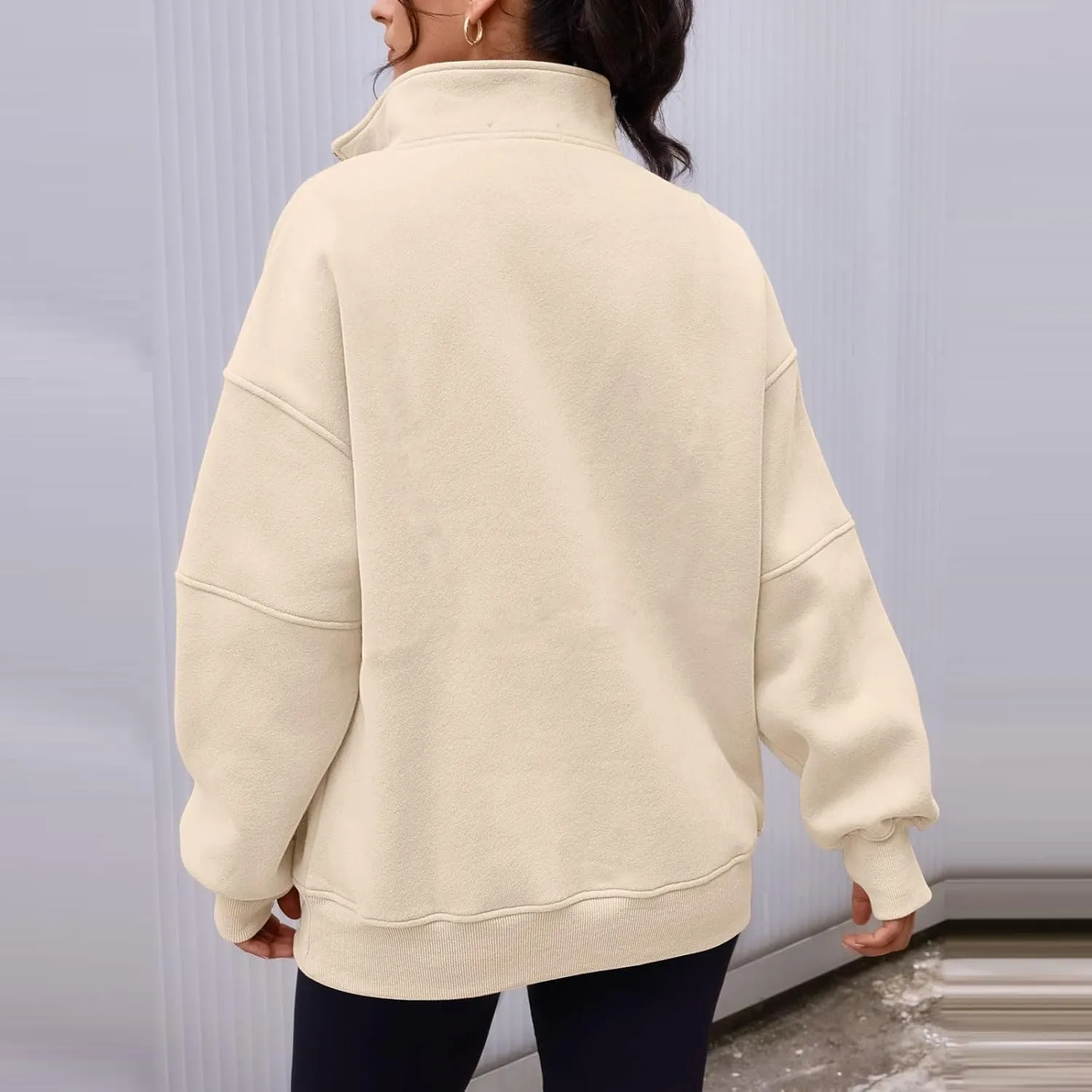 Oversized Half Zip Sweatshirt Women Fleece Quarter Zip Pullover Y2k Hoodies with Pocket Fall Outfits Winter Clothes