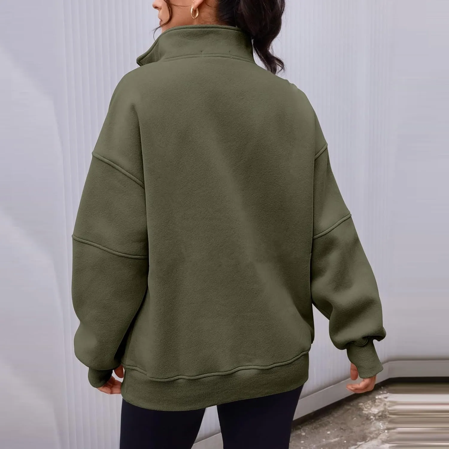 Oversized Half Zip Sweatshirt Women Fleece Quarter Zip Pullover Y2k Hoodies with Pocket Fall Outfits Winter Clothes