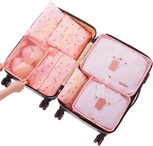 Packing Cubes for Suitcases - 7 Pieces,Light Packing Cubes for Travel, Suitcase Organizer Bags Set, Luggage Organizers for Suitcase, Water-Resistant Travel Essentials, Pink Cherry