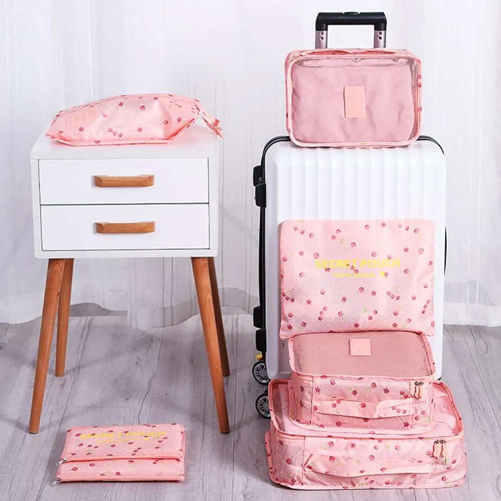 Packing Cubes for Suitcases - 7 Pieces,Light Packing Cubes for Travel, Suitcase Organizer Bags Set, Luggage Organizers for Suitcase, Water-Resistant Travel Essentials, Pink Cherry