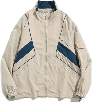 Pbkabiug Varsity Jacket Women Patchwork Harajuku Color Block Windbreaker Coats Unisex Vintage Cargo Jackets Bomber Jackets
