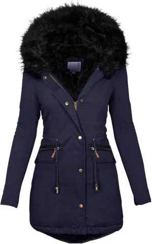 PETYCZEN Parka Jacket Women Winter Thicken Warm Faux Fur Coats Plus Size Windbreaker Puffer Snow Jackets Overcoat with Hood