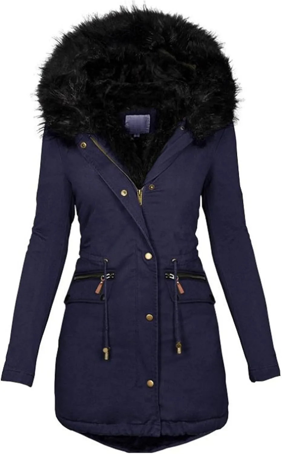 PETYCZEN Parka Jacket Women Winter Thicken Warm Faux Fur Coats Plus Size Windbreaker Puffer Snow Jackets Overcoat with Hood