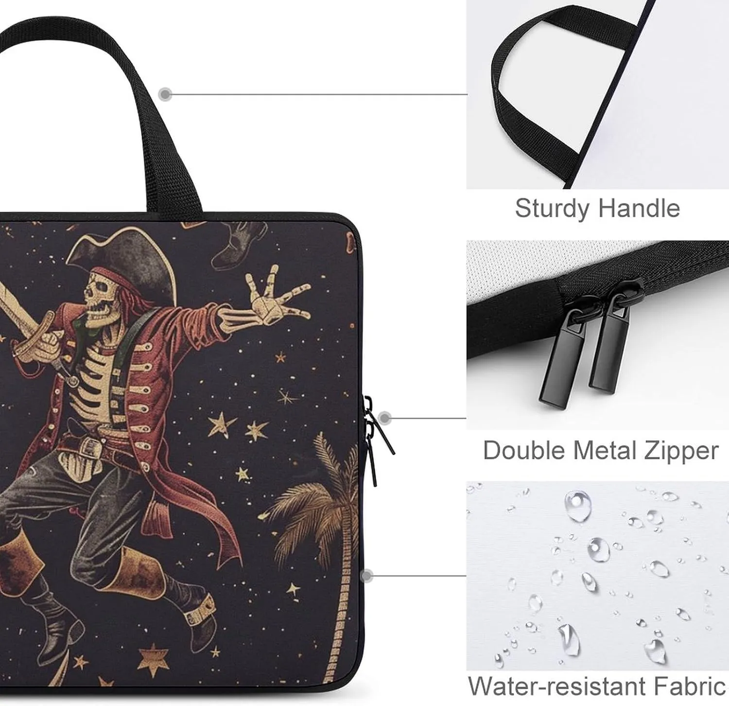 Pirate Pattern Laptop Bag Water-resistant Laptop Sleeve Handle Notebook Computer Case Briefcase