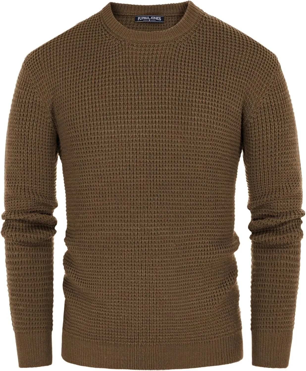 PJ PAUL JONES Mens Crewneck Pullover Sweater Waffle Textured Long Sleeve Knitted Sweaters