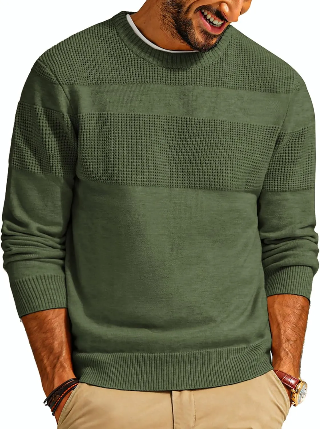 PJ PAUL JONES Mens Sweater Casual Crew Neck Pullover Textured Knit Sweaters