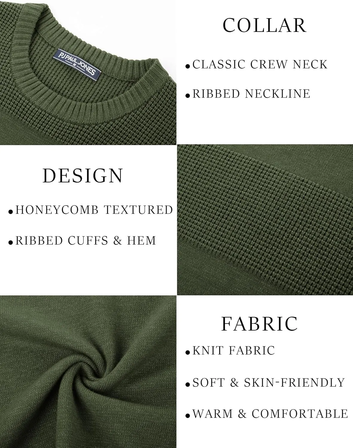 PJ PAUL JONES Mens Sweater Casual Crew Neck Pullover Textured Knit Sweaters