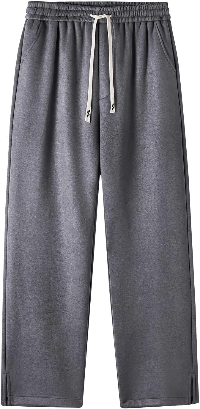 Plus Size Casual Pants for Men Athletic Comfy Pants Plain Drawstring Pants Travel Warm Pants Relaxed Comfort Pants