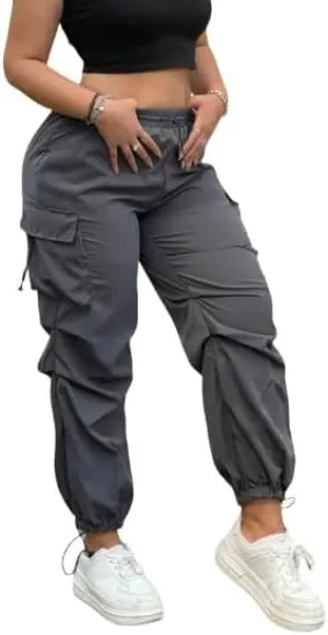 Plus Size High-Waist Multi-Pocket Drawstring Cargo Pants  Casual Loose Fit for Women