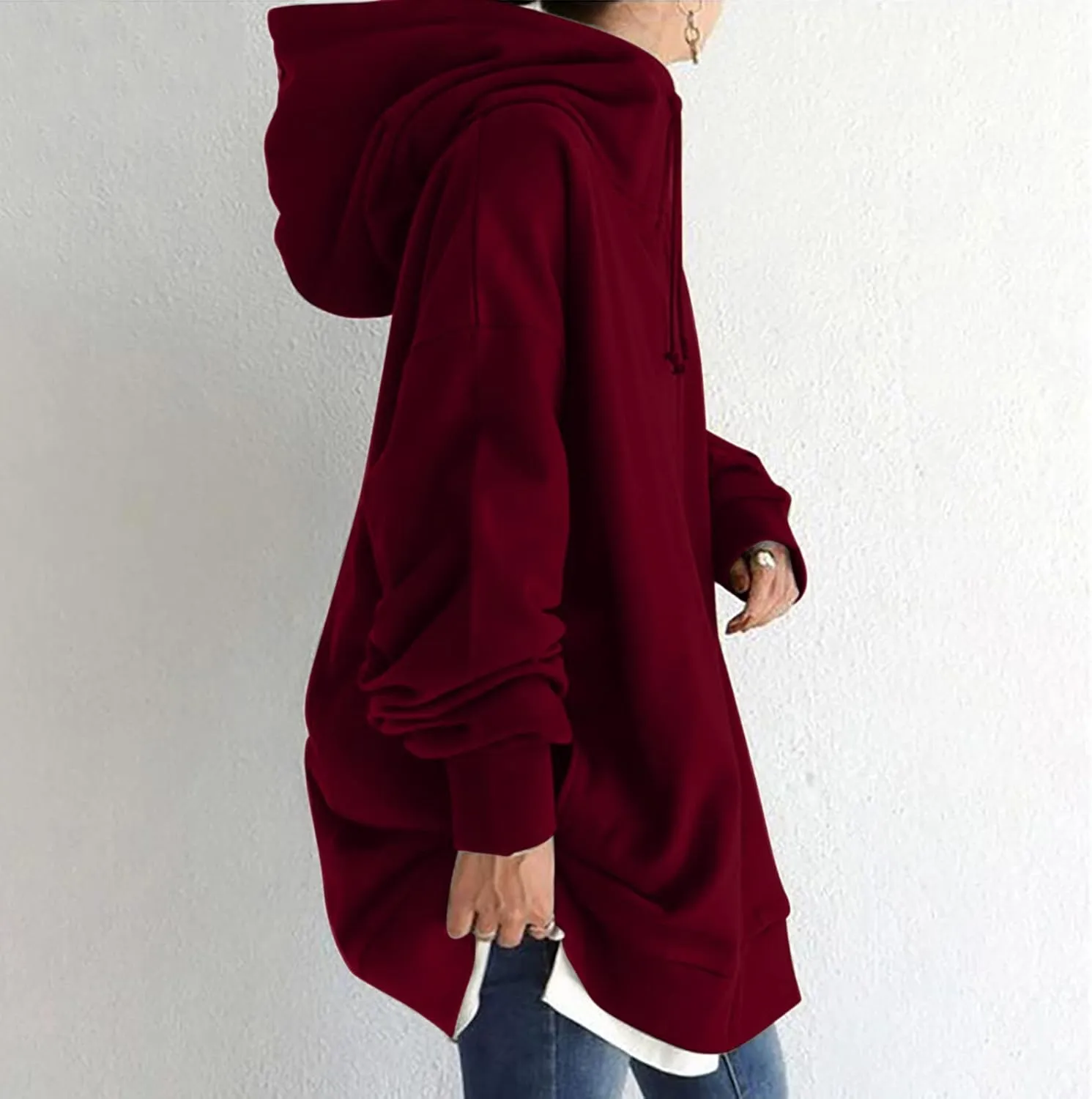 Plus Size Zip Up Hoodies For Women Casual Long Sleeve Hooded Long Sweatshirts Fall Fashion Winter Jackets With Pockets