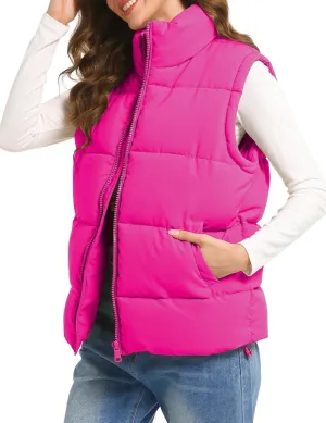 Polu Puffer Vest Women Zip Up Stand Collar Sleeveless Down Vests Oversized Padded Gilet Jacket