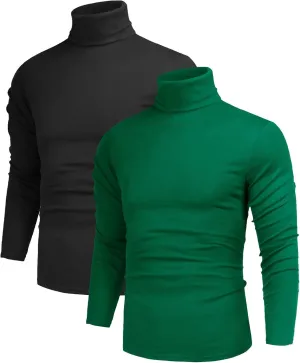 Poriff Men's Casual Turtleneck Pullover Tops Slim Fit Long Sleeve Basic Lightweight Sweaters
