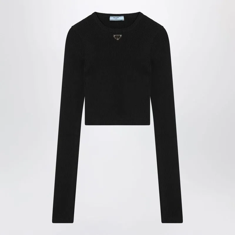 PRADA Mini Ribbed Cropped T-Shirt
