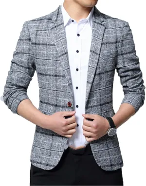 Pulcykp Men's Slim Suit Business Formal Jacket Wedding Suit Jacket Business Solid Color Suit Jacket