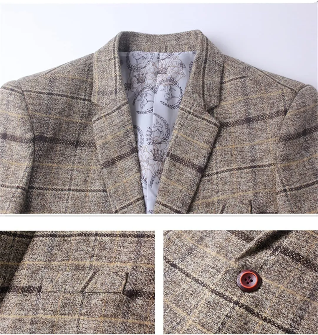 Pulcykp Men's Slim Suit Business Formal Jacket Wedding Suit Jacket Business Solid Color Suit Jacket