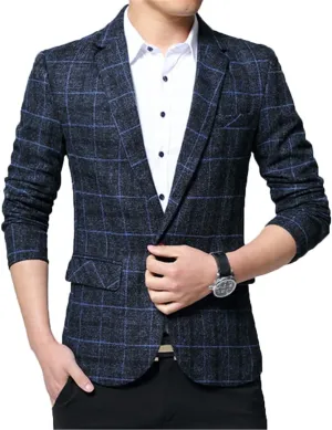 Pulcykp Men's Slim Suit Business Formal Jacket Wedding Suit Jacket Business Solid Color Suit Jacket