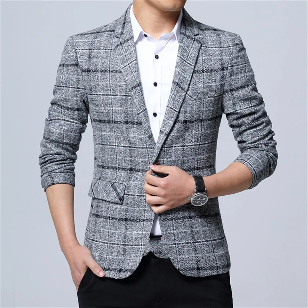 Pulcykp Men's Slim Suit Business Formal Jacket Wedding Suit Jacket Business Solid Color Suit Jacket