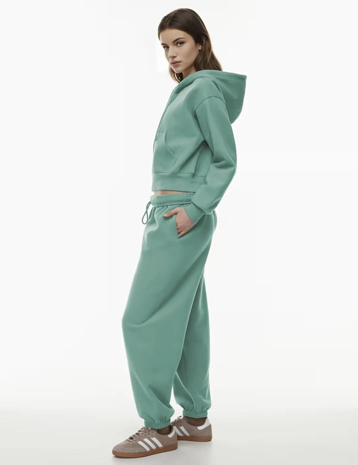 PUWEI Women's Casual Zip Up Drawstring Cropped Hoodie Hooded Crop Jacket Top with Pockets