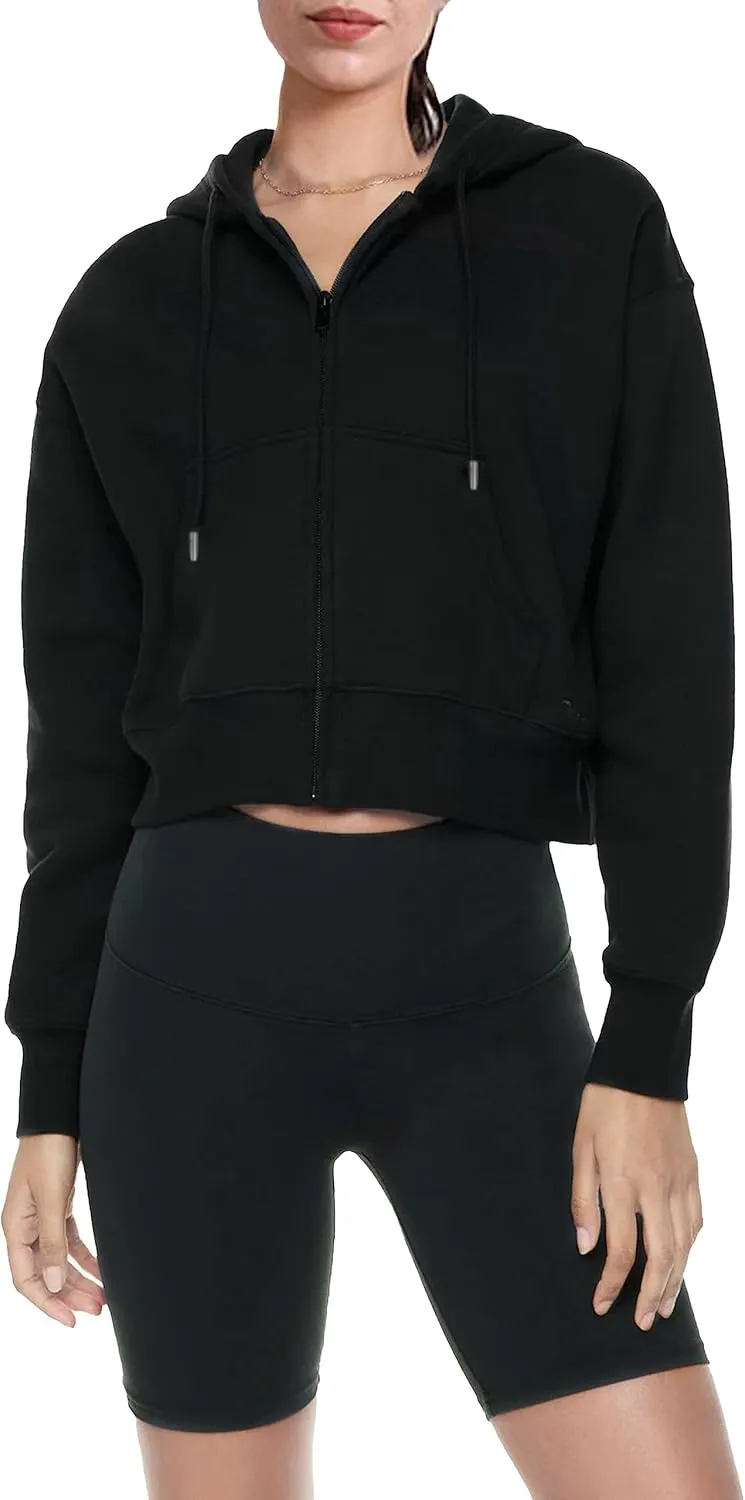 PUWEI Women's Casual Zip Up Drawstring Cropped Hoodie Hooded Crop Jacket Top with Pockets