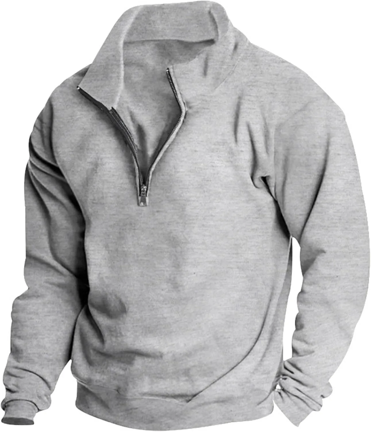 Quarter Zip Pullover Men Plus Size Thermal Long Sleeve Mock Neck Sweatshirt Outdoor Tactical Hiking Casual Sweatshirt